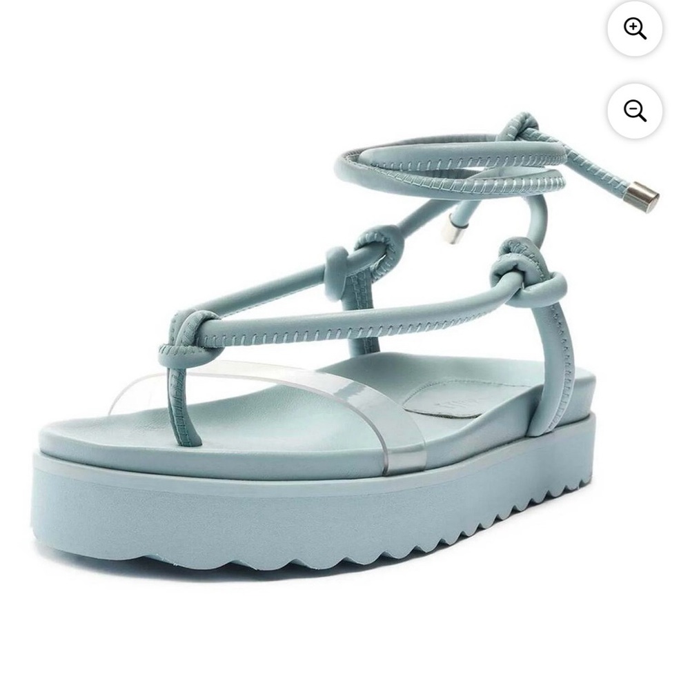 Schutz Siena Sport Leather & Vinyl Sandal in Wonder Blue